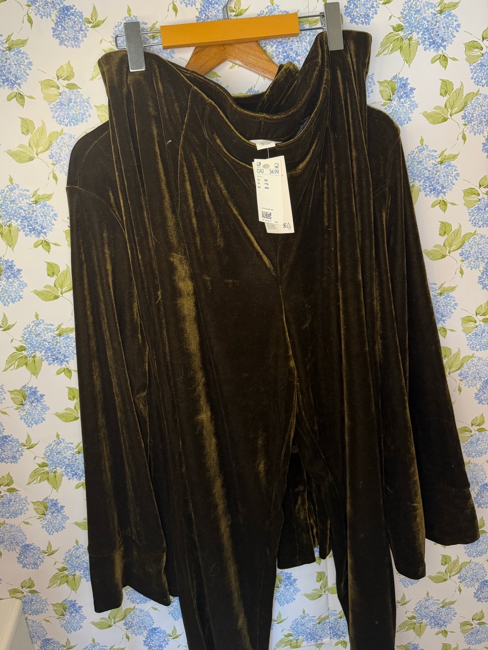 H&M Velvet button up + flares XXL - Olive